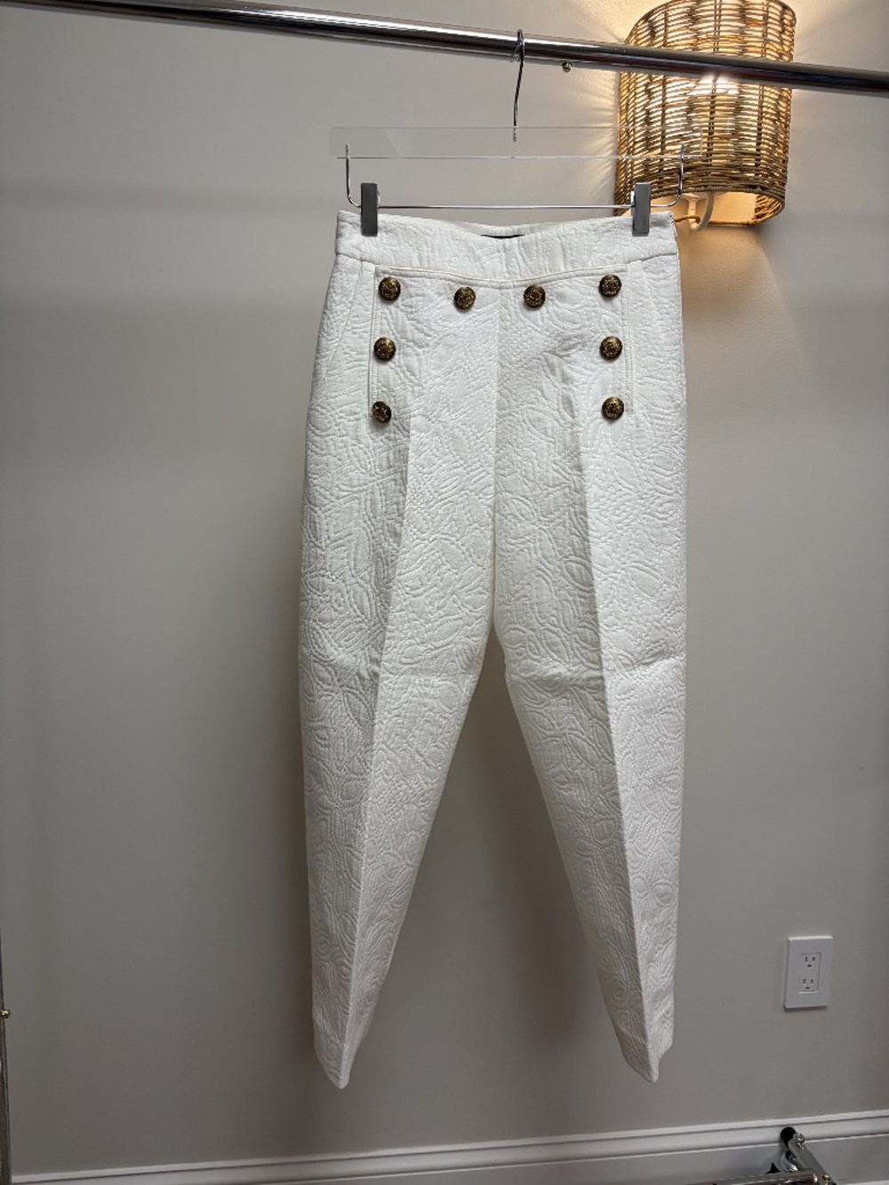 Smythe White Floral Matelassé Trousers — Matching Set - Picture 1 of 5